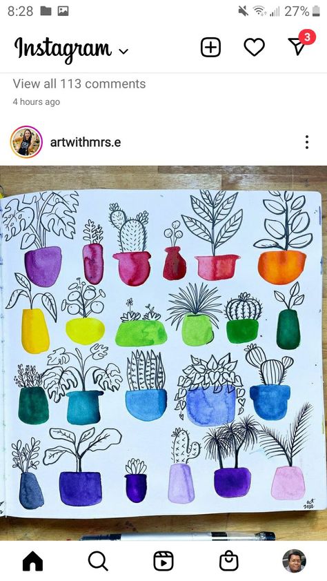 Pot Shapes, Diy Paper Lanterns, Waterfall Wallpaper, Doodle Pages, Colour Painting, Watercolor Journal, Diy Watercolor Painting, Watercolor Paintings Easy, Watercolor Sketchbook