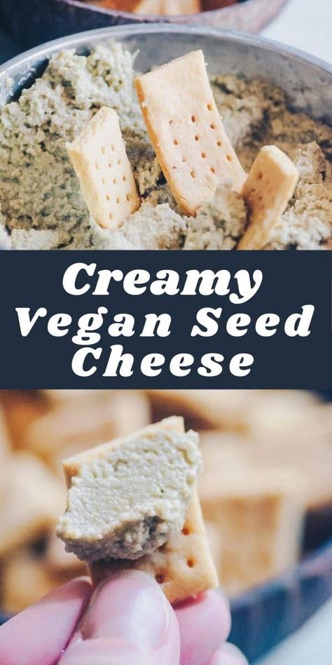 This super easy vegan cheese recipe can be made with sunflower seeds, pumpkin seeds or a blend of both for a simple, quick and delicious creamy vegan cheese that complements a variety of foods! Nut-free and keto friendly!#easyvegancheese Pumpkin Seed Cheese Vegan, Easy Vegan Cheese Recipe, Easy Vegan Cheese, Vegan Cheese Recipe, Vegan Dressings, Cheese Spreads, Candida Recipes, Vegan Cheese Recipes, Quick Easy Vegan