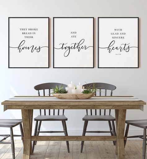 3 Piece Wall Art | Wall Decor Set | They Broke Bread Bible Quote In Everything Give Thanks, Bible Verse Signs, Bedroom Signs, Dining Room Wall Decor, Family Is Everything, Scripture Wall Art, Bible Verse Wall, Bible Verse Wall Art, Canvas Signs