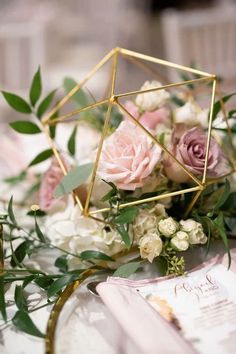 Terrarium Wedding Centerpiece, Creative Wedding Centerpieces, Geometric Centerpiece, Industrial Wedding Decor, Terrarium Wedding, Mauve Wedding, Wedding Floral Centerpieces, Geometric Wedding, Flower Centerpieces Wedding