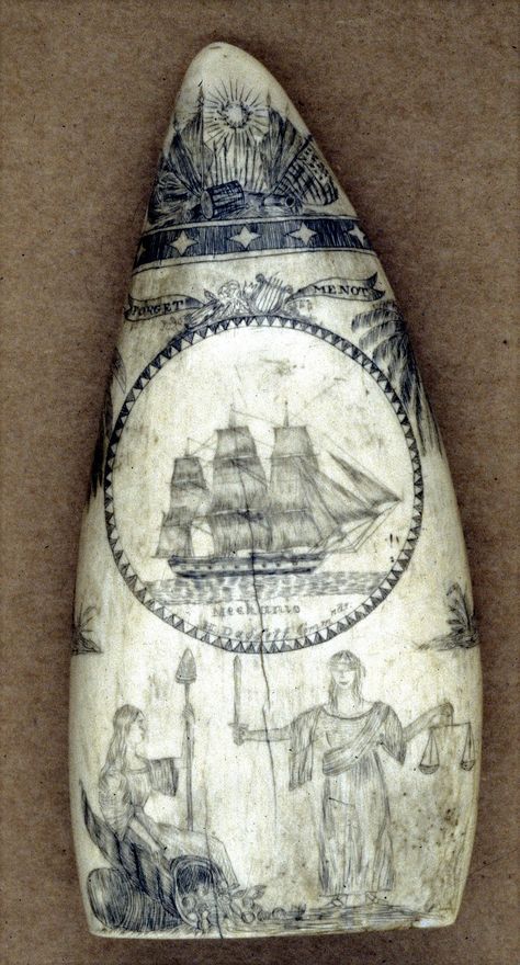 Spencer  Pratt. Scrimshaw Artist and sailor on a whaling vessel. c. 183. Pratt lived in Bristol, RI. USA. Spencer Pratt, Scrimshaw Art, Mystic Seaport, Nautical Art, Bone Carving, Sailing Ships, Bristol, Artifacts, Folk Art