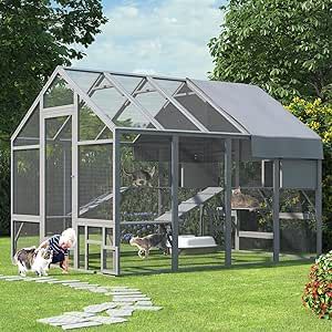 TIMHAKA Catio Outdoor Cat Enclosure, Large Cat Catio for Multiple Cats with 7 Platforms, 2 Resting Box and 2 Bridges, Wooden Cat House Cage with Waterproof and UV Proof Cover, 71 x 71 x 97 inch Cat Catio, Catio Ideas, Several Cat, Wooden Cat House, Multiple Cats, Cutest Pets, Outdoor Cat Enclosure, Outdoor Cat House, Cat Activity