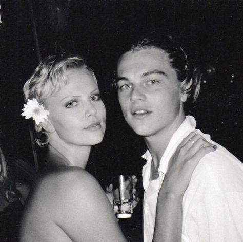 Leonardo DiCaprio and Charlize Theron, 1997. Leonardo Dicaprio 1997, Charlize Theron, Leonardo Dicaprio, Black And White, White, Instagram, Black