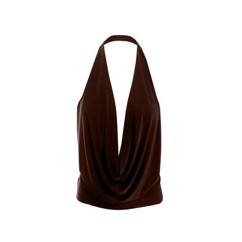 Tip Nuck Top ($58) ❤ liked on Polyvore featuring tops and brown top Deep V Neck Halter Top, Low Cut Halter Top, Plunging Neckline Top, V Neck Halter Top, Tie Halter Top, Thrift Flips, Backless Halter Top, Brown Tops, Backless Top