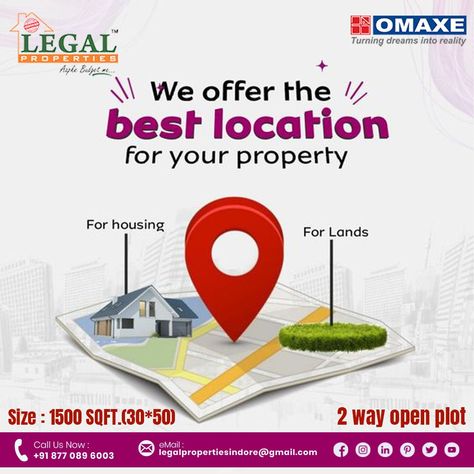 prime locations with Legal Properties – where your dream home awaits! #LegalProperties #DreamHome #PrimeLocation  Contact us: +91 8770896003 Location Flyer Design, Location Social Media Design, Real Estate Advertising Design, Real Estate Creative Ads Social Media, Real Estate Post Design, Real Estate Posters, House Sale Flyer, Real Estate Poster Design, Real Estate Creative Ads