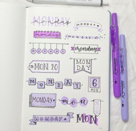 Bujo Titles, Journal Titles, Bullet Journal Titles, Header Ideas, Planner Doodles, Bujo Doodles, Bullet Journal Ideas Templates, Bullet Journal Font, Journal Fonts