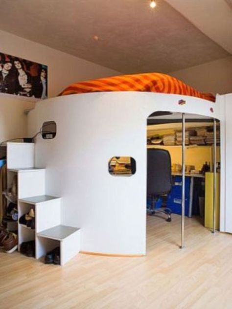 Teenage Beds, Modern Boys Bedroom, A Loft Bed, Baby Zimmer, Boy Bedroom Design, Kids Bedroom Designs, Small Room Bedroom, Simple Bedroom, Kids Room Design