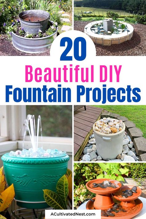 Fountain Ideas Minecraft, Wedding Cake Fountain, Diy Solar Water Fountain, Minecraft Fountain, Homemade Water Fountains, Fountain Wedding, Fountain Wedding Cakes, Yard Fountain, Small Water Fountain