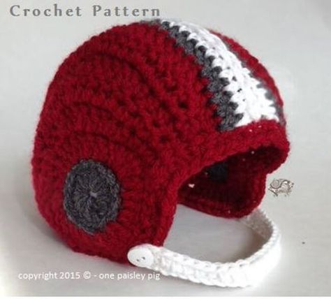 Crochet Football Helmet, Crochet Football Pattern, Crochet Football Hat, Marshmallow Hats, Helmet Pattern, Crochet Football, Diaper Cover Pattern, Baby Helmet, Crochet Baby Hat Patterns