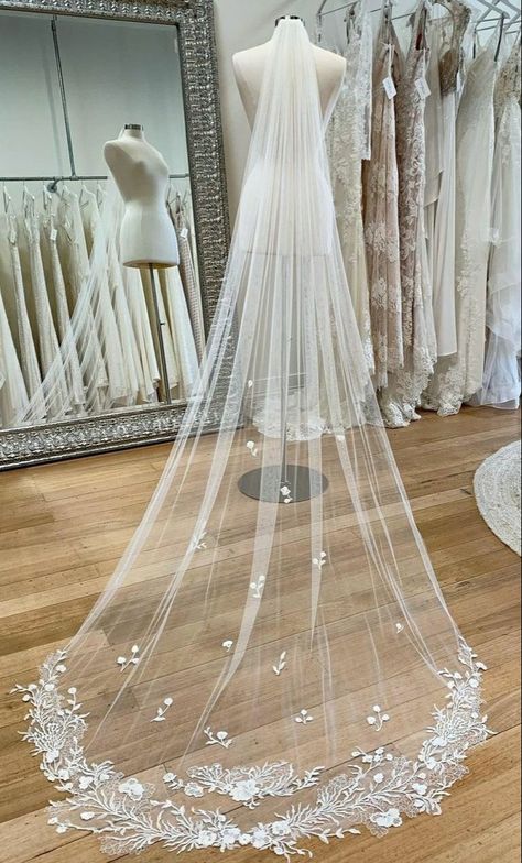 Voile Wedding Dress, Long Wedding Veils With Tiara, Medium Wedding Veils, Vail For Bride, Long Vail Wedding Dresses, Wedding Vail With Flowers, Christian Wedding Veil, Viels Wedding, Long Veil Wedding Hair