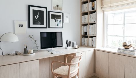 Anne Sage Reveals Her Home Office Makeover | Rue Office Cabinet Design, Home Office Cabinets, Office Storage Furniture, California Closets, Home Office Storage, Office Makeover, Built In Desk, Office Cabinets, A Desk