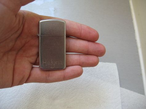 Picture of How to custom engrave a Zippo lighter at home Custom Zippo Lighters, Zippo Art, Engraved Zippo, Zippo Lighter Custom, Head Shop, Zippo Lighter, Custom Engraving, Take A, At Home