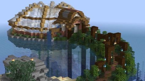 Minecraft Turtle Farm, Minecraft Sanctuary Ideas, Aquarium Design Minecraft, Minecraft Birch Builds, Turtle Minecraft Build, Minecraft Turtle Sanctuary, Minecraft Turtle Enclosure, Minecraft Sanctuary, Minecraft Water Builds