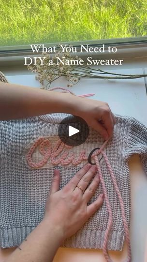 108K views · 989 reactions | What you need to embroider a DIY name sweater - my supply list and personal recommendations!✨🪡🧶 Let me know what other questions you have about name sweaters!👇🏼👇🏼 #namesweaters #namesweater #embroidery #handembroidery #diycrafts #diysweater #diynamesweater #diybaby #babysweater #babyembroidery #momcrafts #namesweaters | Stitchin With Samantha | Taylor Swift · invisible string Crochet Words On Sweater, How To Sew Name On Sweater, How To Embroider Letters On Sweater, How To Crochet A Name On A Sweater, Name Embroidery On Clothes, Crochet Name On Sweater, Name Embroidery Ideas, Sweater Embroidery Ideas, Diy Embroidered Sweatshirt