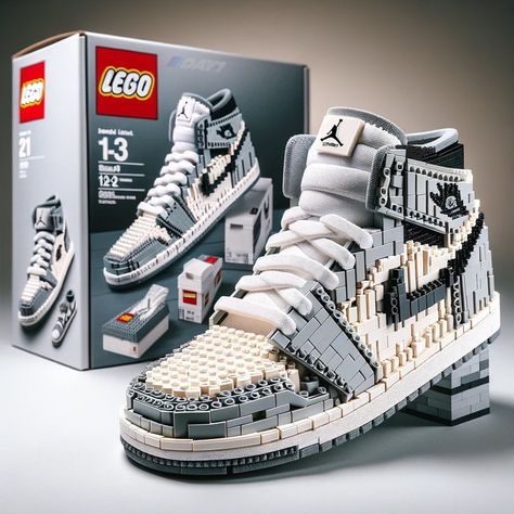 Lego Jordan, Lego Shoes, Car Lego, Best Lego Sets, Brick By Brick, Lego Kits, Pretty Sneakers, Nike Jordan 1, Custom Shoes Diy