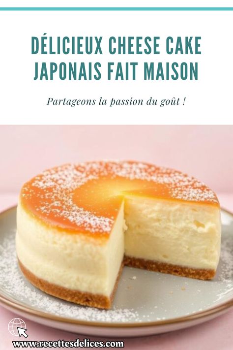 Découvrez comment préparer un cheese cake japonais ultra-crémeux et aérien chez vous. Une recette facile pour réaliser ce dessert tendance venu tout droit du Japon Desserts Japonais, Cheesecake, Dessert, Cheese, Cake