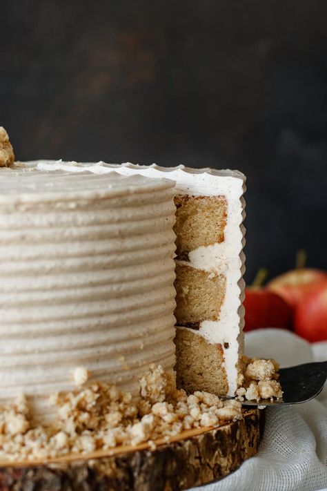 You'll love the warm flavors in this delicious brown sugar layer cake! Filled with apple butter and topped with a cinnamon Swiss meringue buttercream frosting, it's a taste of autumn, anytime! #layercake #brownsugarcake #fallcakerecipe Turkey Sugar Cookies, Apple Butter Cake, Swiss Meringue Buttercream Frosting, Meringue Buttercream Frosting, Brown Sugar Cake, Fall Birthday Cakes, Cinnamon Frosting, Brown Sugar Cakes, Cinnamon Extract