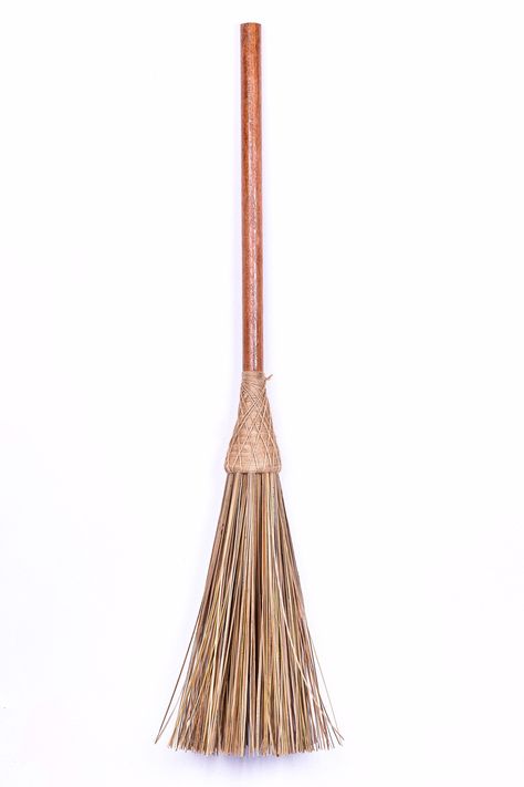 The Common Coconut leaf broom is an ancient implement for domestic cleanliness that no one knows when first appeared in human history. The floor is endlessly collecting garbage or small rock or dust or snow so the home has to be cleaned properly for the health and well -being of child and adult alike. Therefore, every household needs an effective coconut leaf Broom. The Broom may have been first invented outside of Thailand but the Thai correctly defined the effective, natural Broom when they cr Broom Stick, Coconut Leaves, Witch Broom, Human History, Household Chores, Brooms, Tree Leaves, Painting On Wood, House Warming Gifts