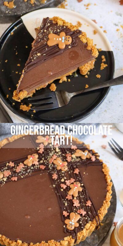 Gingerbread Tart Recipe, Christmas Patisserie Ideas, Christmas Chocolate Tart, Janes Patisserie Christmas, Chocolate Gingerbread Tart, Gingerbread Chocolate Tart, Gingerbread Tart, Fudge Tart, Gingerbread Pie