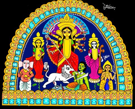 Bengal Durga Puja, Bengali Art Culture, Durga Murti, Chocolate Drawing, Mata Ji, Durga Ma, Ma Durga, Durga Picture, Durga Devi