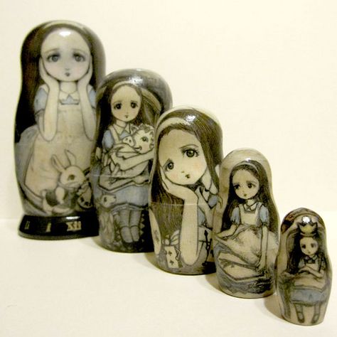 Alice matryoshka Stacking Dolls, Babushka Dolls, Russian Dolls, Mad Hatters, Russian Nesting Dolls, Matryoshka Doll, Russian Doll, Kokeshi Dolls, Nesting Dolls