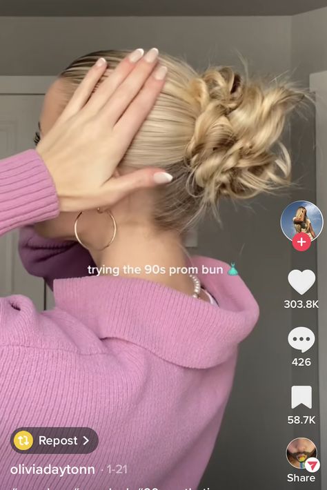 Prom Hairstyles Slick Back, 90s Prom Bun, 90s Prom Hair, Prom Buns, Hoco Hairstyles, Blonde Aesthetic, Prom Hair Updo, Prom Hairstyles For Short Hair, Hoco Hair