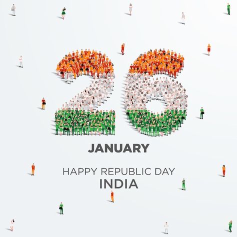 Vector happy republic day india. a large... | Premium Vector #Freepik #vector #nationality #republic-day-banner #26-january #26th-january 26th Republic Day, 26th January Republic Day India, Happy Republic Day India, 26 January Republic Day, Large Group Of People, 26th January, 26 Jan, Motivational Good Morning Quotes, Republic Day India