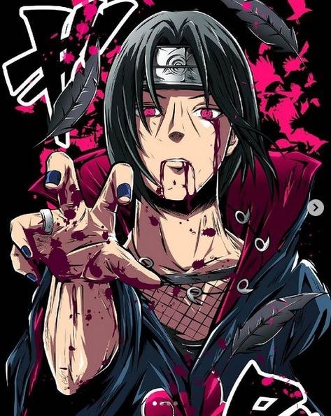 Itachi ~ Louzan Illustrations ♥ Tato Naruto, Madara Uchiha Wallpapers, Naruto Jiraiya, Naruto Painting, Itachi Mangekyou Sharingan, Naruto Tattoo, Itachi Uchiha Art, Naruto Drawings, Recent Anime