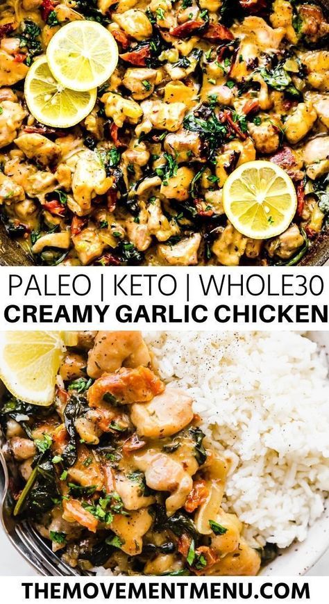 Paleo Zucchini Bread, Creamy Garlic Chicken Recipes, Paleo Food List, Paleo Diet For Beginners, Paleo Banana Bread, Cream Chicken, Paleo Chicken Recipes, Creamy Garlic Chicken, Garlic Chicken Recipes