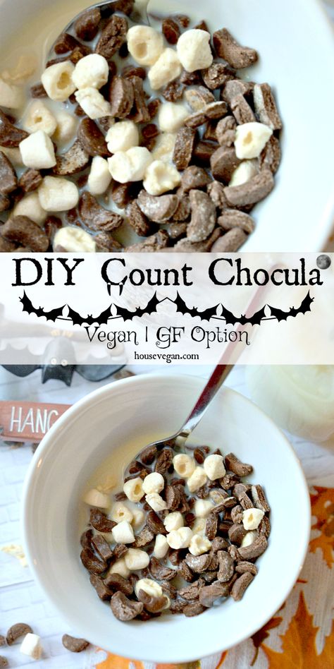 Homemade Vegan White Chocolate, Vegan Choux Pastry Recipe, Vegan Pate A Choux Recipe, Raw Vegan Halloween Treats, Thick Vegan Hot Chocolate, Count Chocula, Vegan Halloween Food, Homemade Cereal, Vegan Halloween