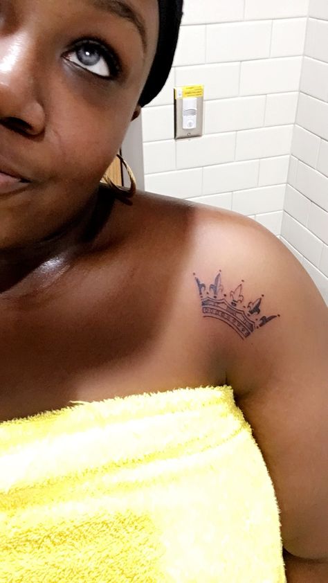 Crown Tattoo on shoulder. 3.12.17 Crown Tattoo On Shoulder, Tattoo On Shoulder, Crown Tattoo, Shoulder Tattoo, Tattoo On, Geometric Tattoo, Crown, Tattoos, Shoulder Tattoos