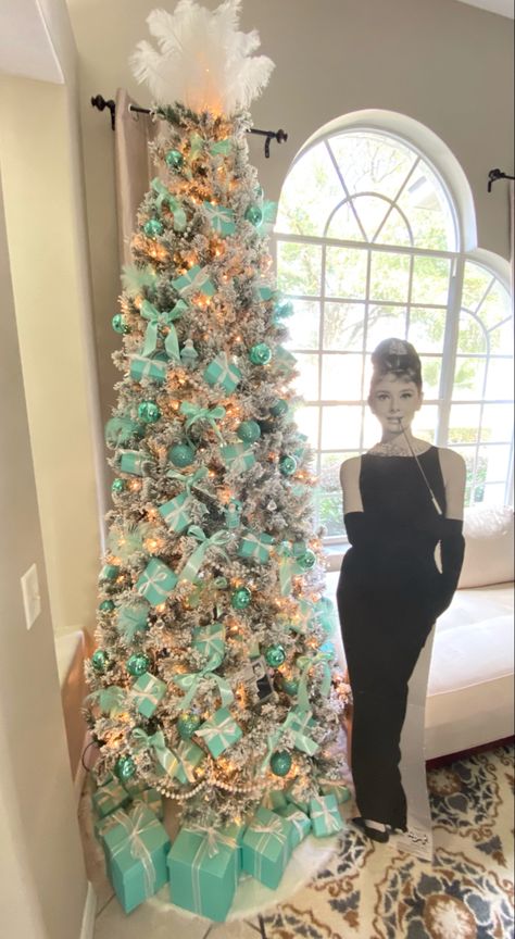 Tiffany & Co Christmas Tree, Breakfast At Tiffany’s Christmas Tree, Tiffany Christmas Decorations, Tiffany And Co Christmas Tree, Tiffany Christmas Tree, Tiffany Christmas, Tiffany Birthday Party, Tiffany Birthday, Tiffany Bridal Shower