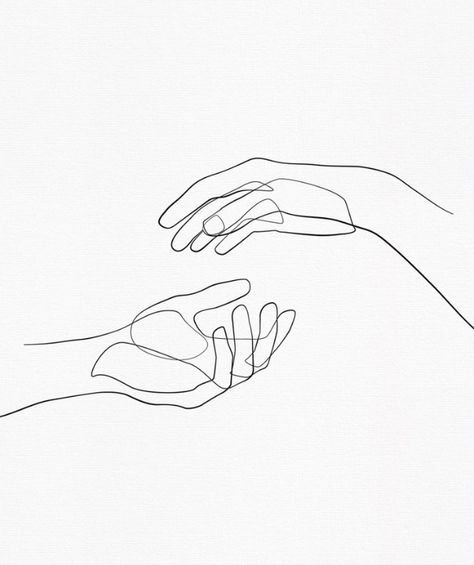 Single Line Hand Drawing, Elegant Hand Drawing, Line Art Drawings Hands, Continuous Line Drawing Hand, Finger Touching Drawing, Hands Outline Drawing, Hand In Hand Drawing, Line Art People, Hand Line Drawing