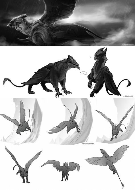 Griffin Artwork, Creature Drawings, Fantasy Creatures Art, Dragon Artwork, Creature Feature, Mythical Creatures Art, Mythological Creatures, Creature Concept Art, Fantasy Dragon