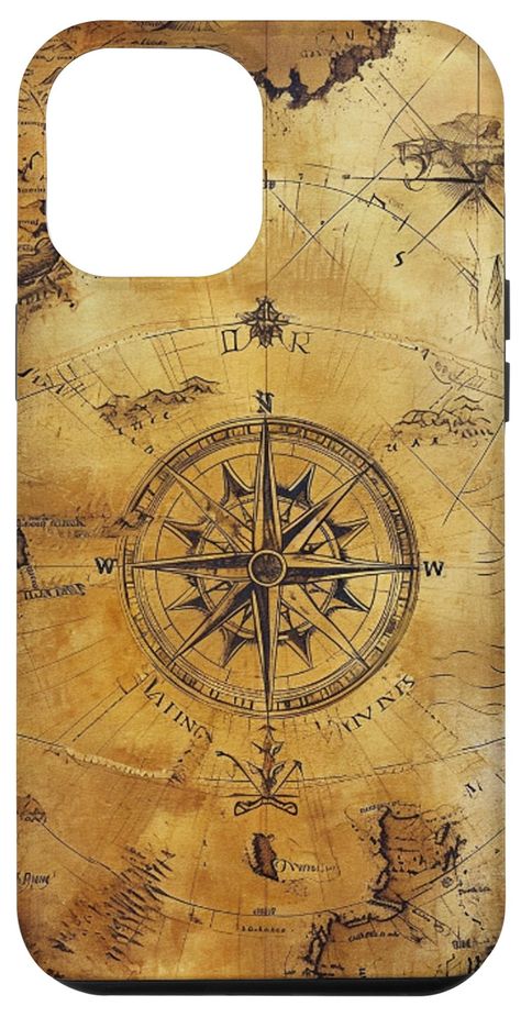 PRICES MAY VARY. Show off your love for vintage navigation with this compass and map design phone cover. Perfect for anyone who appreciates old world charm and exploration. This phone cover makes a great for history buffs, travelers, or anyone who loves the vintage aesthetic. Protect your phone in style with this unique design. Two-part protective case made from a premium scratch-resistant polycarbonate shell and shock absorbent TPU liner protects against drops Printed in the USA Easy installati Vintage Compass, Nautical Compass, Book Maker, Compass Design, Old World Maps, Compass Rose, Treasure Maps, Fantasy Map, Map Design