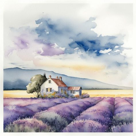 Aquarelle Painting Landscape, Unique Watercolor Paintings, Landscapes Watercolor, Watercolor Unique, Water Paint Art, Watercolor House Painting, Aquarelle Painting, Watercolor Paintings Nature, Watercolor Architecture