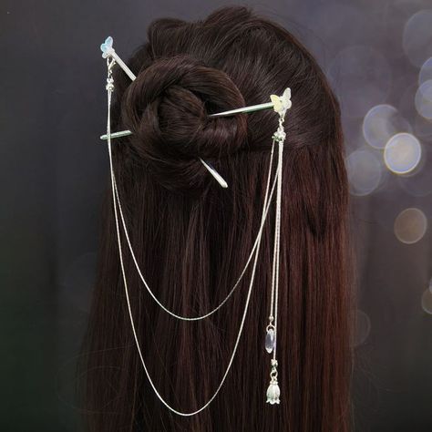 Gaun Koktail, Hanfu Hair, Traditional Hairstyle, Retro Hair, Headpiece Jewelry, Hair Fork, Chinese Hairstyle, Magical Jewelry, Hair Stick