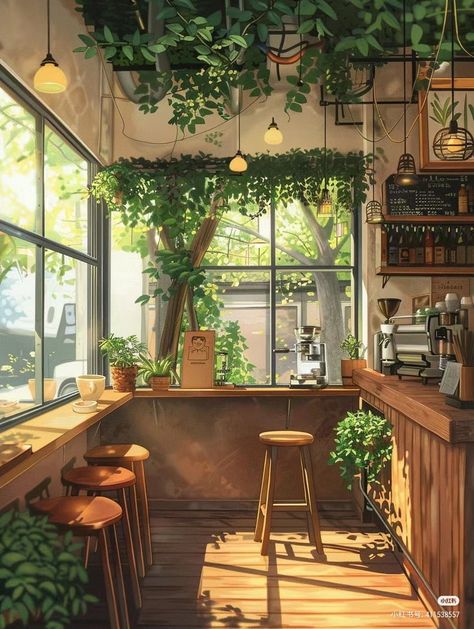 Cafe Background, Background Anime, Aesthetic Places, Pretty Backgrounds, Cozy Cafe, Anime Scenery, Aesthetic Anime, Bugs, Coffee Shop