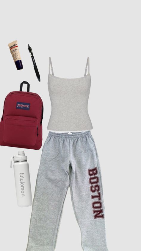 lazy school fit Fits For School Comfy, Lazy Fits For School, Outfit Ideas Lazy, What To Wear To School, Lazy School Outfit, Lazy Girl Outfits, Lazy Fits, American High School, School Fit