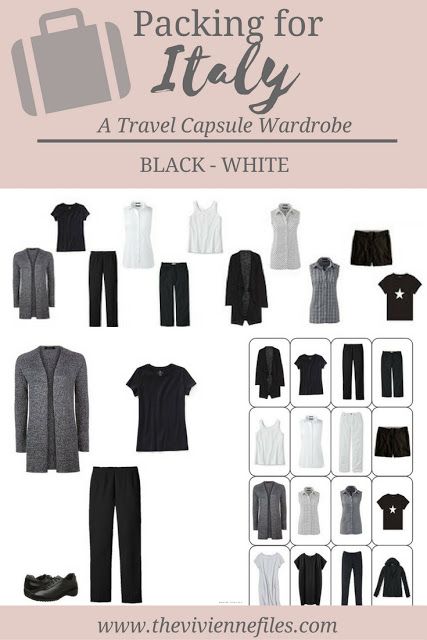 What to pack for travel to Italy; A travel capsule wardrobe in black and white Packing Capsule Wardrobe, Pack For Travel, Italy September, Packing Wardrobe, Travel To Italy, Travel Capsule, Travel Capsule Wardrobe, Travel Clothes Women, The Vivienne