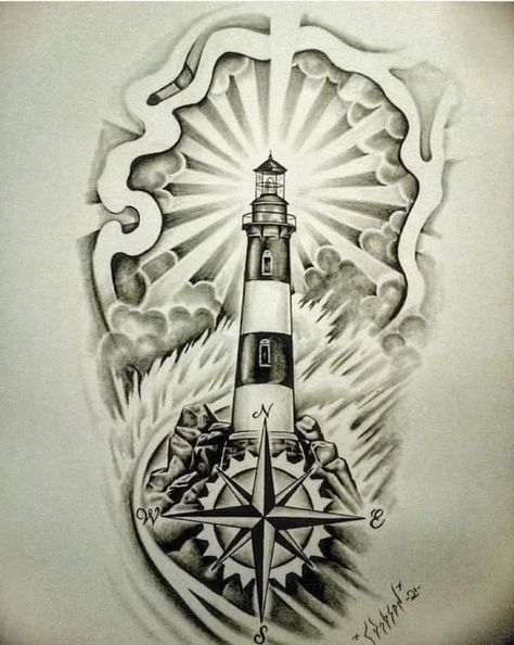 Lighthouse Tattoos, Body Armor Tattoo, Tattoos And Their Meanings, Him And Her Tattoos, Landscape Pencil Drawings, Armor Tattoo, Skull Sleeve Tattoos, Lighthouse Tattoo, Skull Sleeve