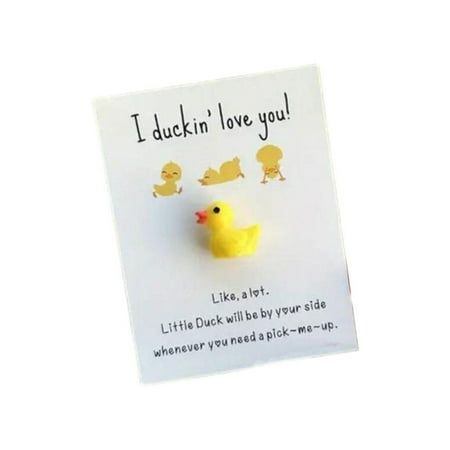 Product Description Product Name:I Duckin' Love You Duck Card Gift Product dimensions: Card: 7*9 cm / 2.75*3.54 in Duck: 1.7*1.6 cm / 0.66*0.62 in Product material: card + resin duck Product weight: about 10 grams Product color:purple duck,dark pink duck,yellow duck,white duck,emerald green duck Package Includes:I Duckin' Love You Duck Card Gift*1 PLEASE NOTE: Colors may vary due to different monitor settings. Due to manual measurement, there will be some error, which is normal. If you encounter Duck Gifts Ideas, Duck Product, Duck Card, Love Expression, Duck Yellow, Pink Duck, Duck Gifts, Spa Gift Box, Birthday Gift Baskets