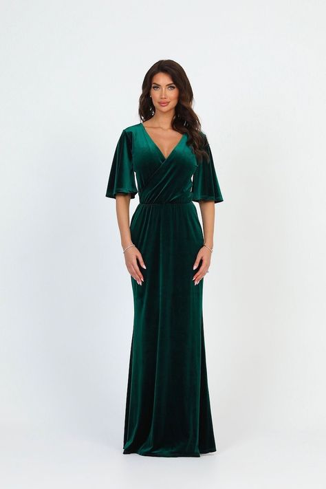 Mother of the bride dress velvet dress, bridesmaid dress wedding guest dress, flare sleeve dress dark green dress long dress, maxi dress, women dress, party dress, elegant dress, wedding dress, evening dress, cocktail dress, formal dress, occasion dress, maid of honor, civil wedding dress, reception dress, gown dress, dress wedding guest, engagement dress.

More velvet dresses can be found here:
desirvale.etsy.com Party Dress With Sleeves, Party Dresses With Sleeves, Winter Bridesmaids, Sleeved Velvet Dress, Velvet Evening Dress, Velvet Party Dress, Velvet Bridesmaid Dresses, Dark Green Dress, Dress With Sleeves