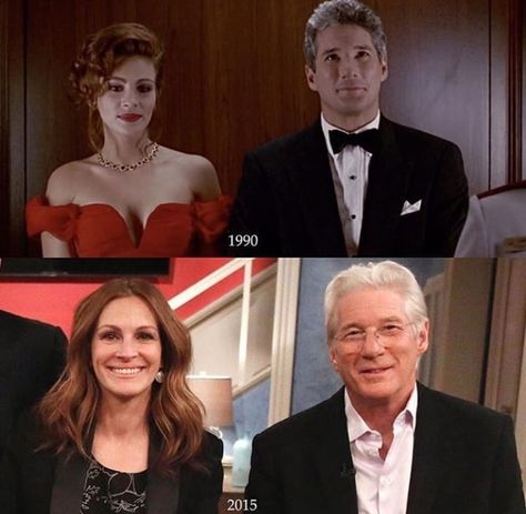 Julia Roberts and Richard Gere, then and now. Richard Gere Pretty Woman, Richard Gere Movies, Richard Gere Julia Roberts, Pretty Woman Movie, Robert Ri'chard, 90s Men, Teen Movies, Richard Gere, Julia Roberts