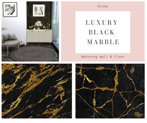 Dinha Gamer: Luxury Black Gold Marble: Matching Floor and Wall Sims 4 Luxury Wallpaper Cc, Sims 4 Black Wallpaper, Sims 4 Black Wallpaper Cc, Sims 4 Marble Wall, Black Marble Floor, Black And Gold Bathroom, Black And Gold Marble, Sims 4 Downloads, Sims 4 Cc Furniture