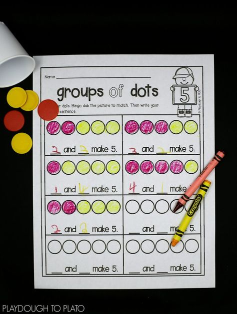 Number Decomposition Activities for Preschool and Kindergarten! Such easy ways to practice different ways to make numbers. Awesome preschool and kindergarten math! Decomposing Numbers Kindergarten, Number Decomposition, Composing Numbers, Number Worksheets Kindergarten, Decomposing Numbers, Math Centers Kindergarten, Numbers Kindergarten, Teaching Numbers, Math Addition