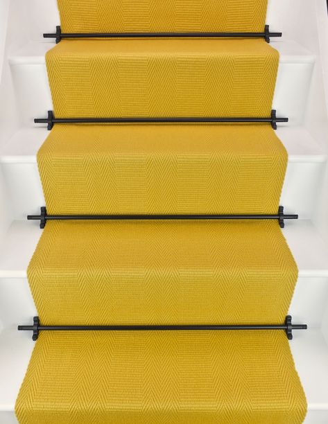 Yellow Stairs, Staircase Runner, Canary Yellow, Stair Runner, Floor Lights, The Loom, Interior Styling, Loom, Stairs