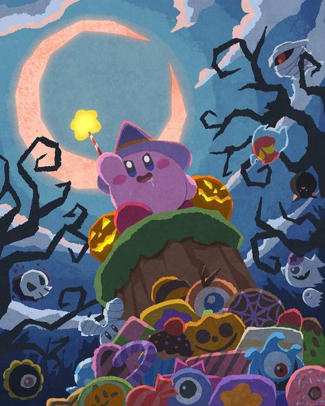 Kirby Art Nintendo, Kirby Pokemon, Kirby Character, Gamers Anime, Arte 8 Bits, Kirby Art, Nintendo Art, Kawaii Wallpaper, Halloween Art