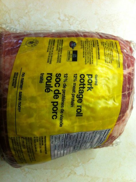 This is what the pork cottage roll looks like in the grocery store. Pork Cottage Roll Recipe, Cottage Roll Recipe, Cottage Ham, Rolled Pork Roast, Cottage Roll, Taylor Pork Roll, Rolled Roast, Boiled Dinner, Zebra Leggings