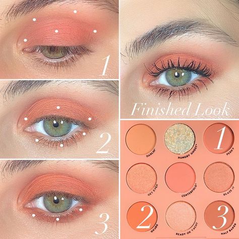 Peach Eyeshadow Palette, Peach Pallete Looks, Peach Eyeshadow Tutorial, Peach Eye Makeup Tutorial, Peach Eyeshadow Looks, Peach Makeup Tutorial, Colourpop Eyeshadow Looks, Peach Makeup Look, Peach Eye Makeup